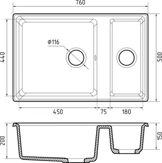Мойка кухонная GranFest LEVEL LV-760K терракот